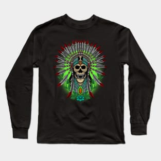 Native american head skull Long Sleeve T-Shirt